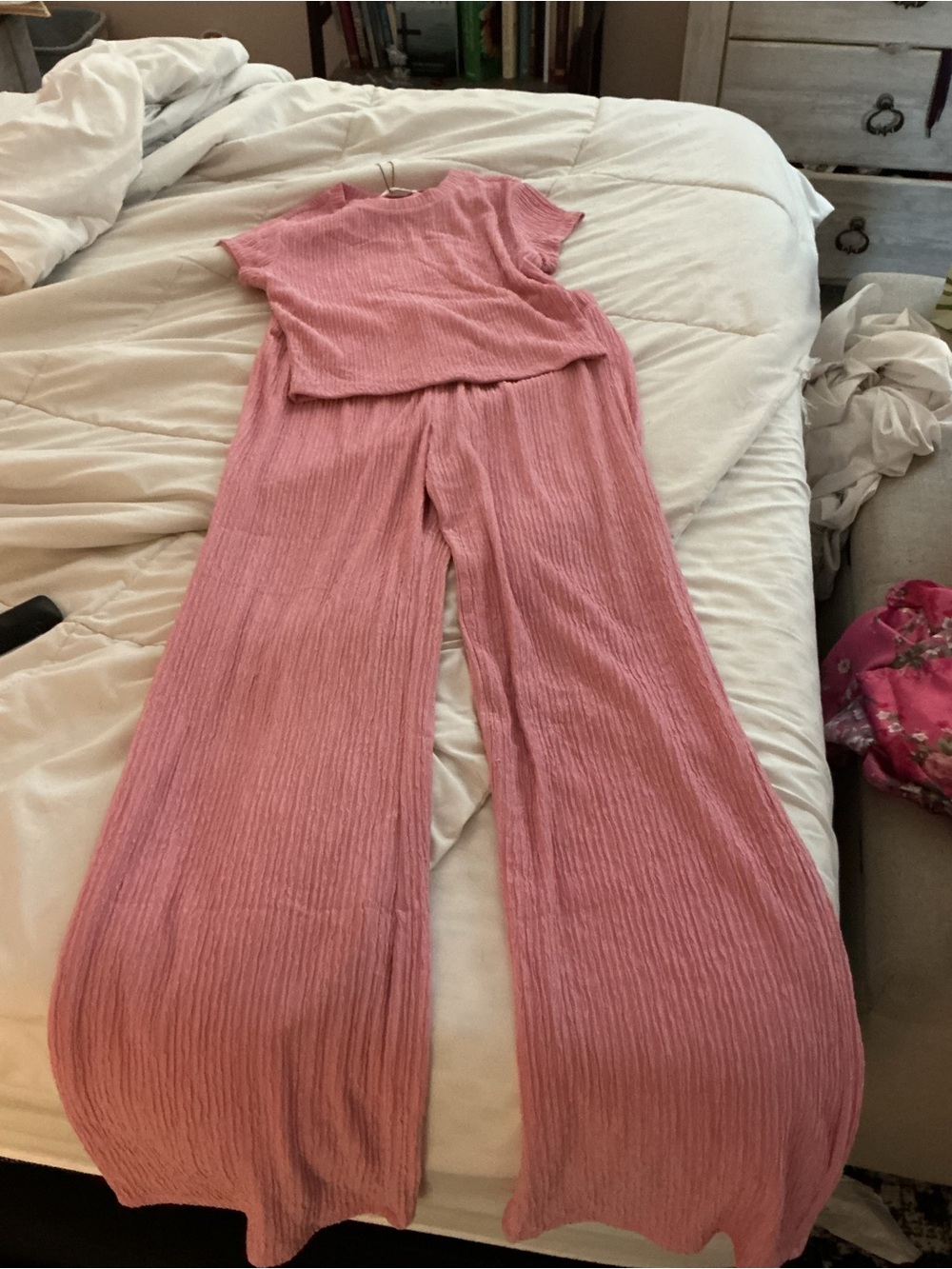 Active USA Ribbed Wide-Leg Jumpsuit in Dusty Pink